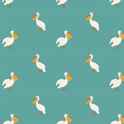 Boho Pelicans in Ocean Teal