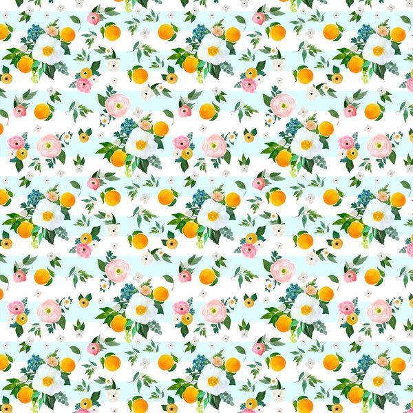 Small Orange Blossoms in Spring Breeze Stripes