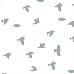 Flock Silhouette in Eucalyptus in White