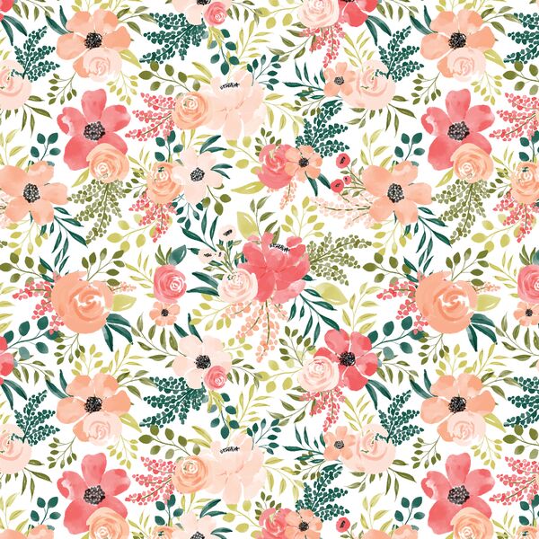 Small Peach and Posey in White