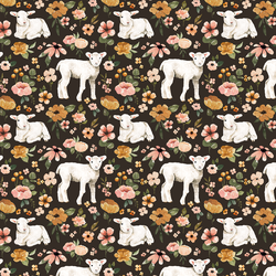 Little Floral Lambs in Umber