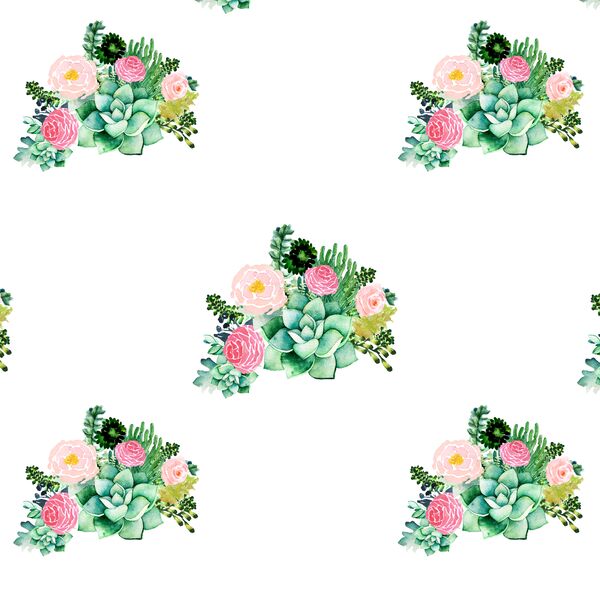 Small Floral Succulents in White