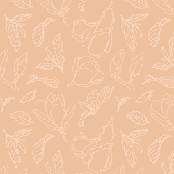 Magnolia Line Art in Pink Glow on Peach
