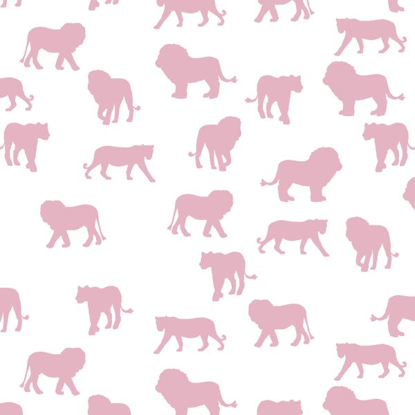 Lion Silhouette in Carnation on White