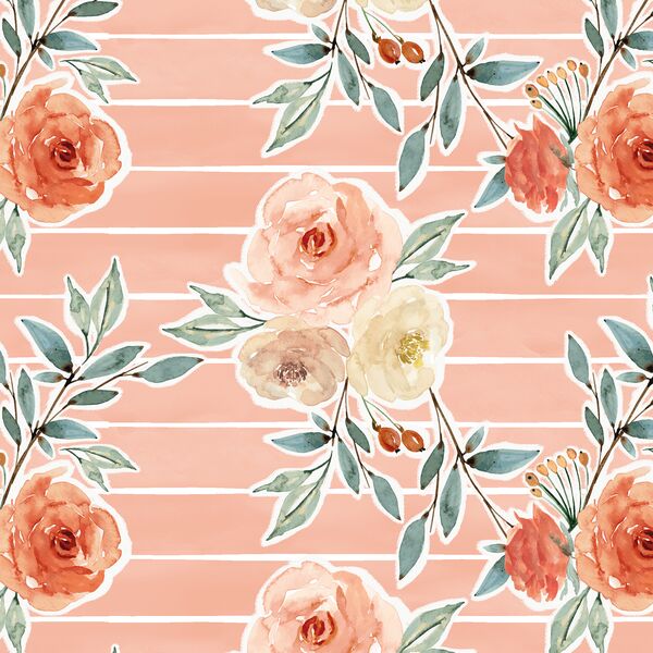 Ardent Floral Stripe in Vintage Rose Wash