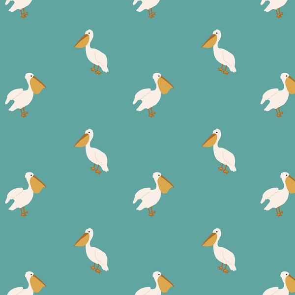 Boho Pelicans in Ocean Teal