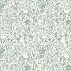 Woods of Whimsy in Mint on Cream