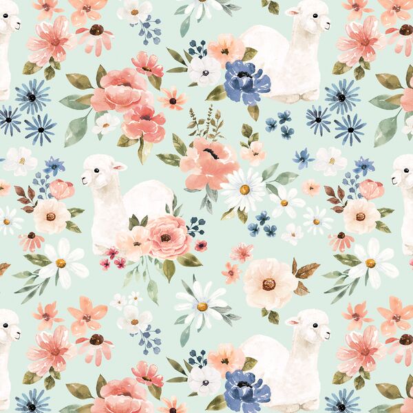 Blooming Llamas in Airy Blue