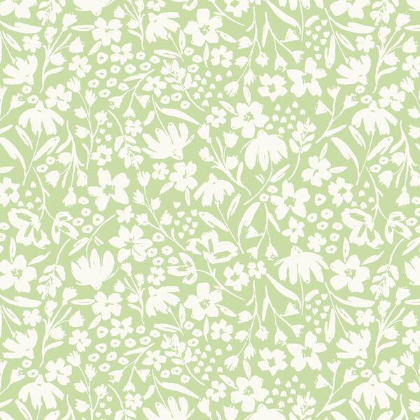 Spring Silhouette in Cream on Spring Green