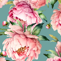 Large Peony Garden in Pond Blue