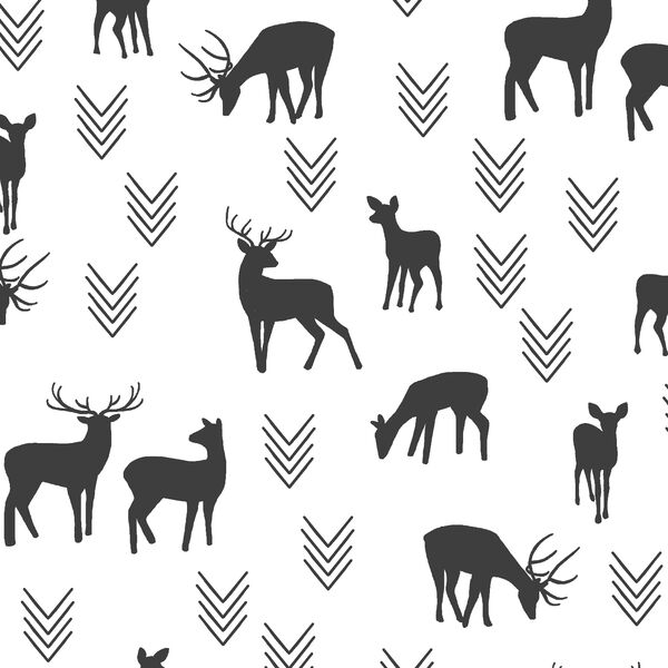 Deer Silhouette in Onyx on White