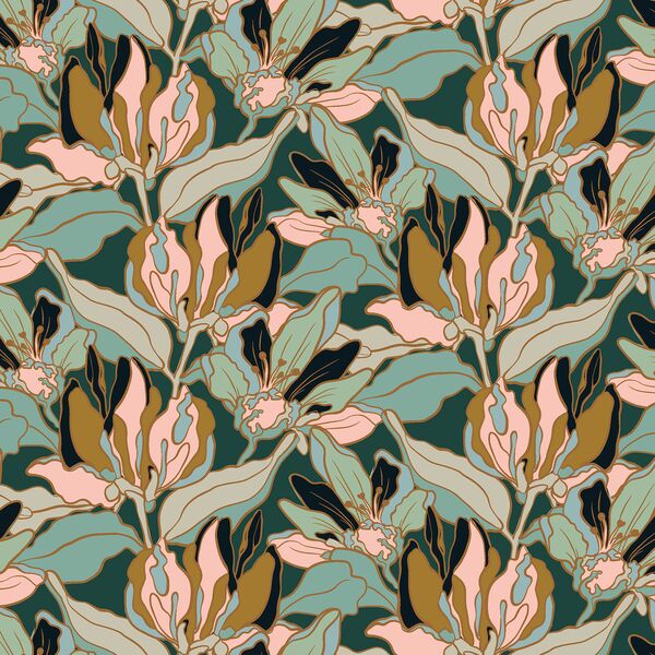 Lakeside Floral in Cascade Green