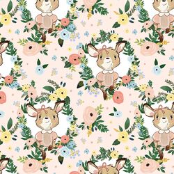 Large Floral Girl Kangaroo in Pink