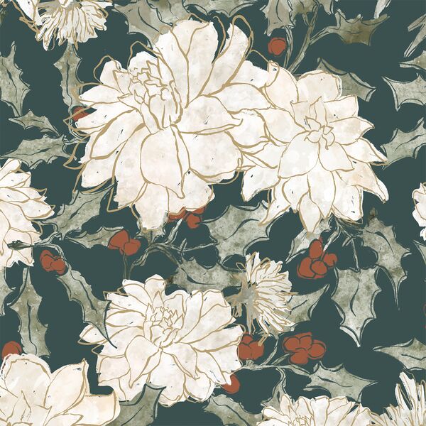 Holly Floral in Blue Spruce