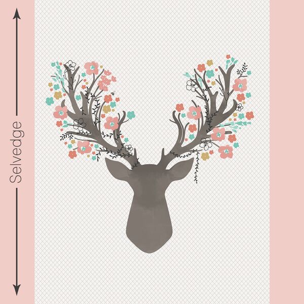 Stag Quilt Panel in Tulip