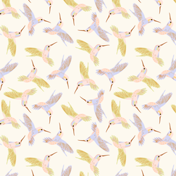June Hummingbirds in Cream