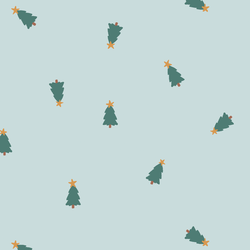 Tiny Tossed Christmas Trees in Ice Winter Blue and Pine Green