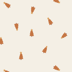 Tiny Tossed Christmas Trees in Burnt Caramel on Vanilla
