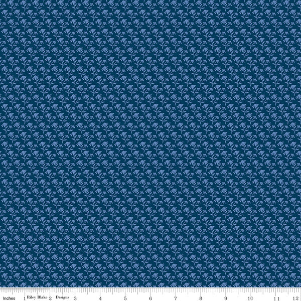 Tonal Floral in Oxford Blue