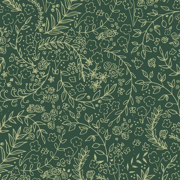 Sketched Florals in Glade Green