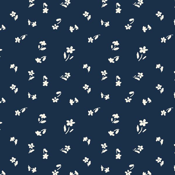 Scattered Daisies in Indigo Blue