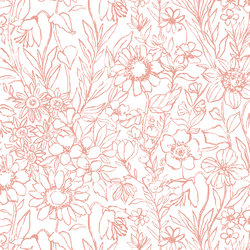 Sketched Garden in Wild Coral