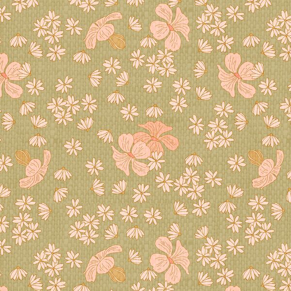 Scattered Florals in Light Olive