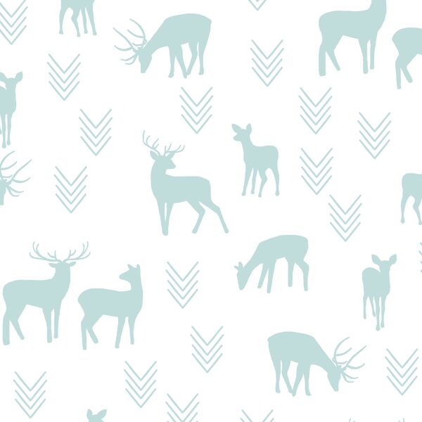 Deer Silhouette in Glacier Blue on White