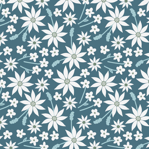 Flower Farm in Dusk Blue