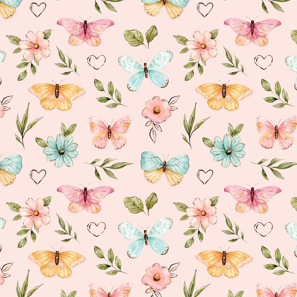 Butterfly Garden in Light Pink