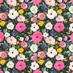 Small Free Falling Florals in Light Black