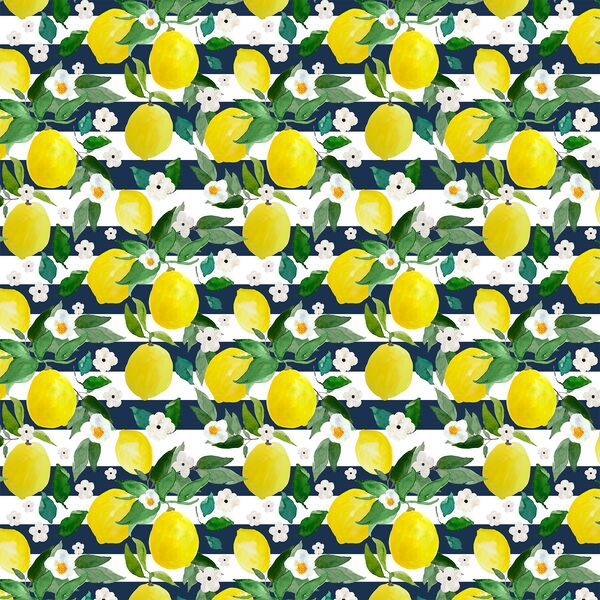 Small Lemons in Navy Stripes