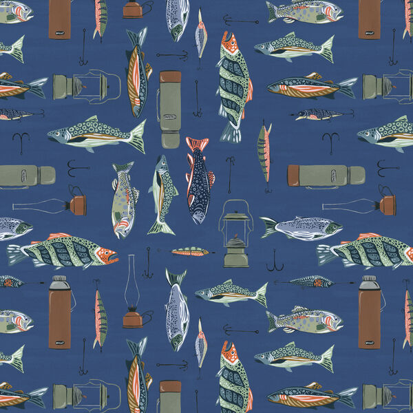 Fish on Grid in Blue