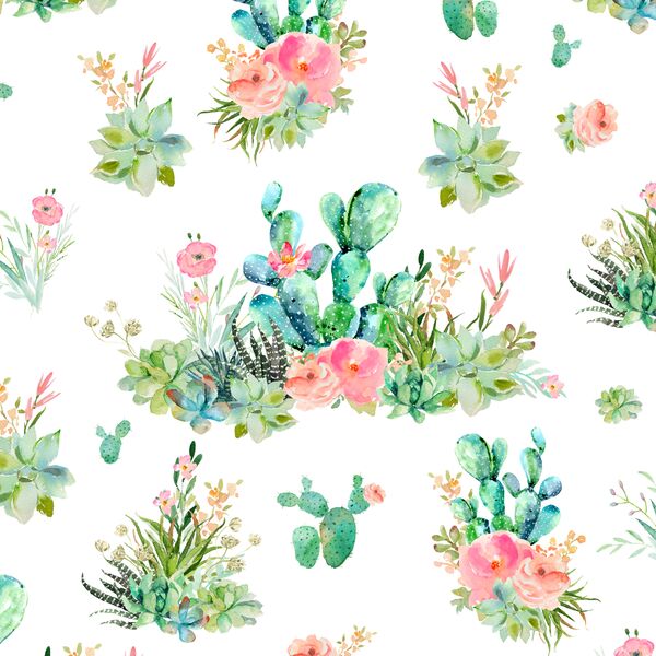 Cactus Floral in White