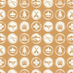 Scout Badges Silhouette in Cream on Ochre