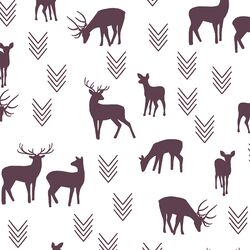 Deer Silhouette in Raisin on White