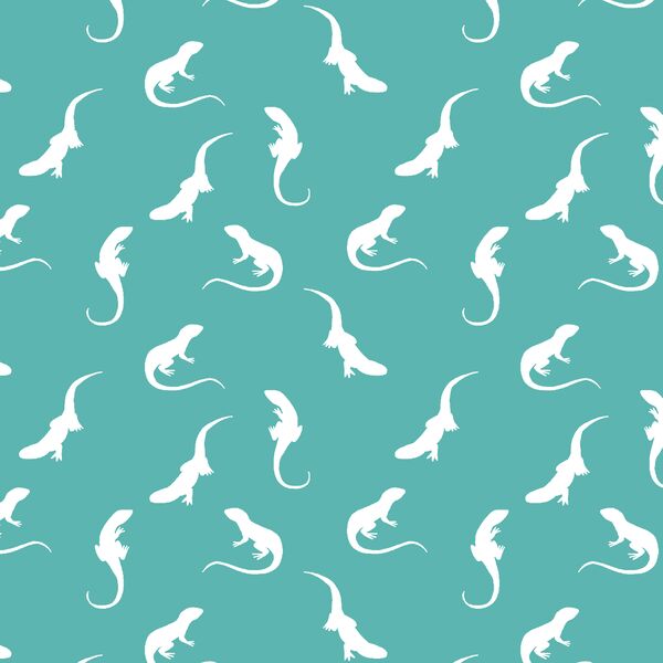 Iguana Silhouette in Seafoam