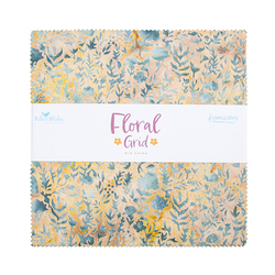 Expressions Batiks 10" Square Pack in Floral Grid Old China