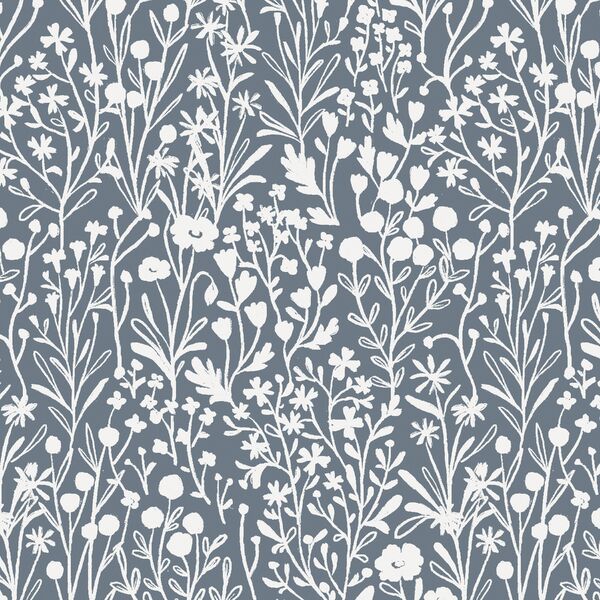 Floral Silhouette in Ink Blue