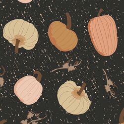 Large Scattered Pumpkins in Autumn Night