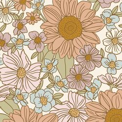 Large Blooming Sunflower Garden in Vintage