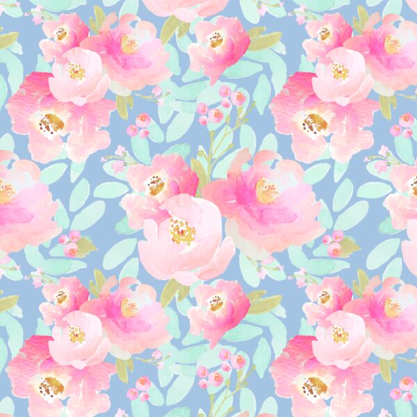 Little Plush Peonies in Misty Blue