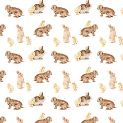 Little Bunnies and Chicks in White