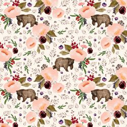 Small Floral Bear in Soft Ivory
