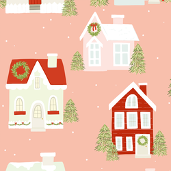 Large Christmas Cottages in Icing Pink