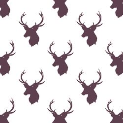 Little Stag Silhouette in Eggplant on White