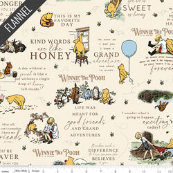 Winnie the Pooh Quotes Flannel in Cream