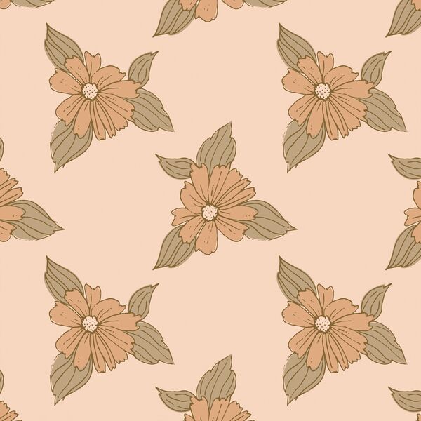 Big Peachy Pink Floral in Serenity