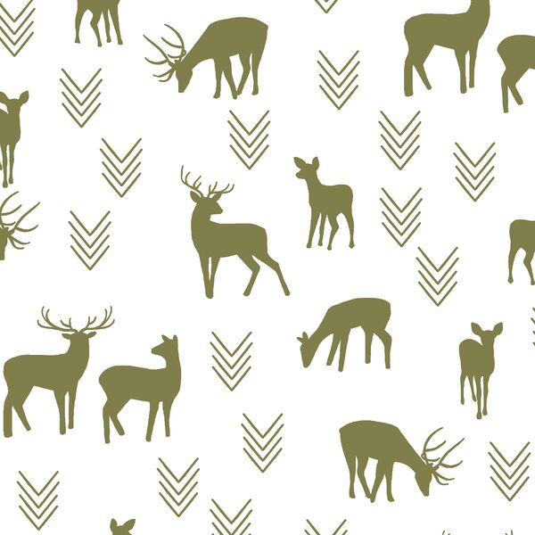 Deer Silhouette in Jungle on White
