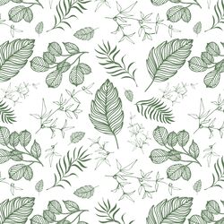 Foliage in Forest Green on White